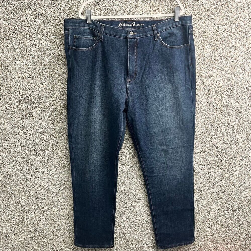 Eddie Bauer Jeans Men’s 42x32 Flannel Lined Straight Leg Denim Blue